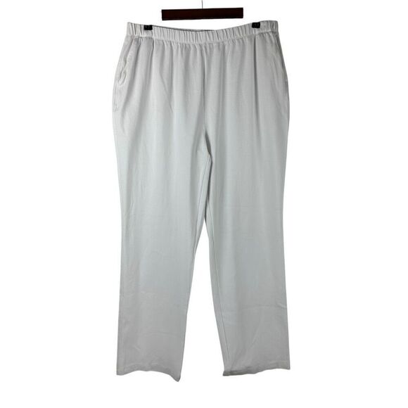 Lands End Sport Knit Straight Pant size Large Tall White - Picture 1 of 9